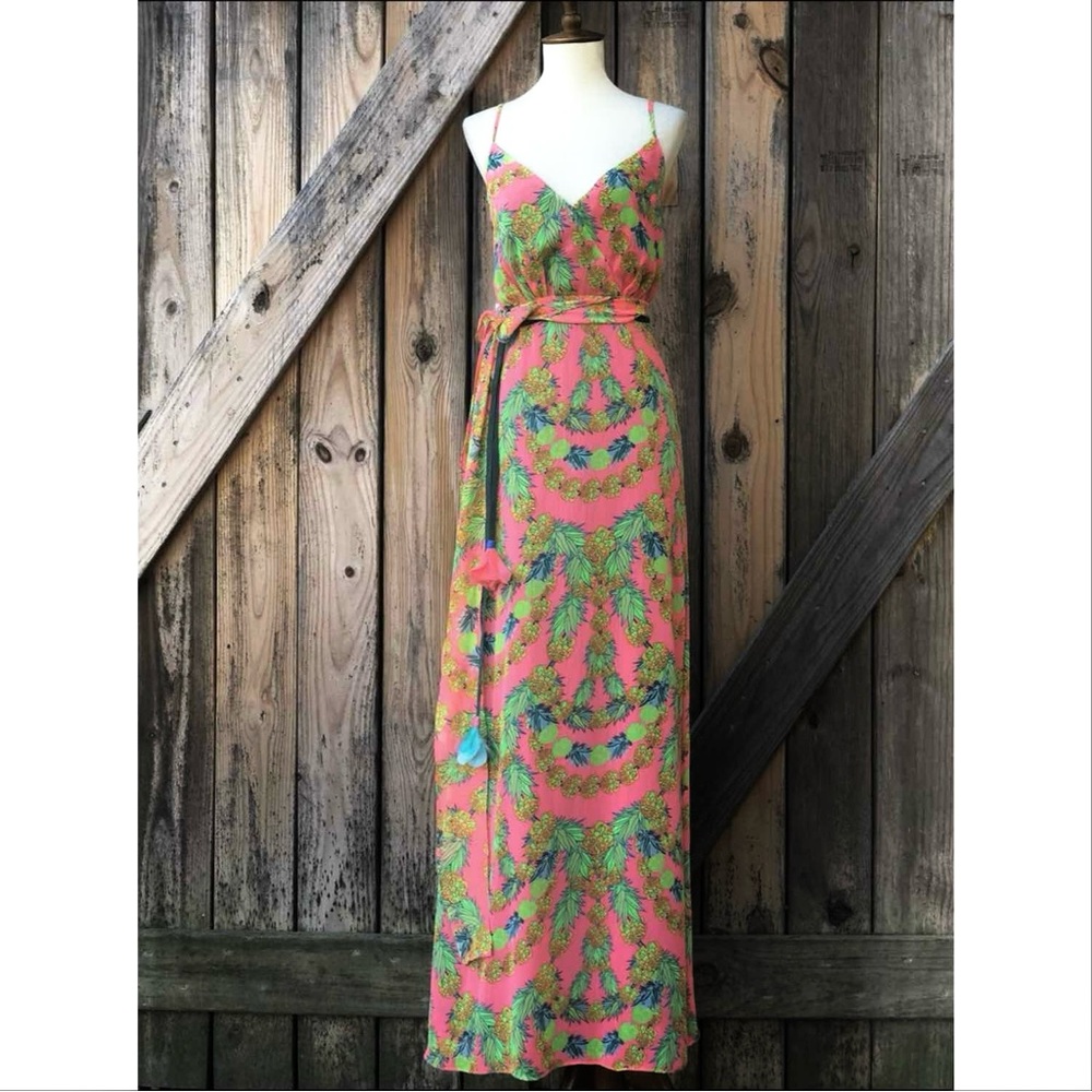 Mara Hoffman Silk Maxi Dress Tropical Carnation Garland Size XS